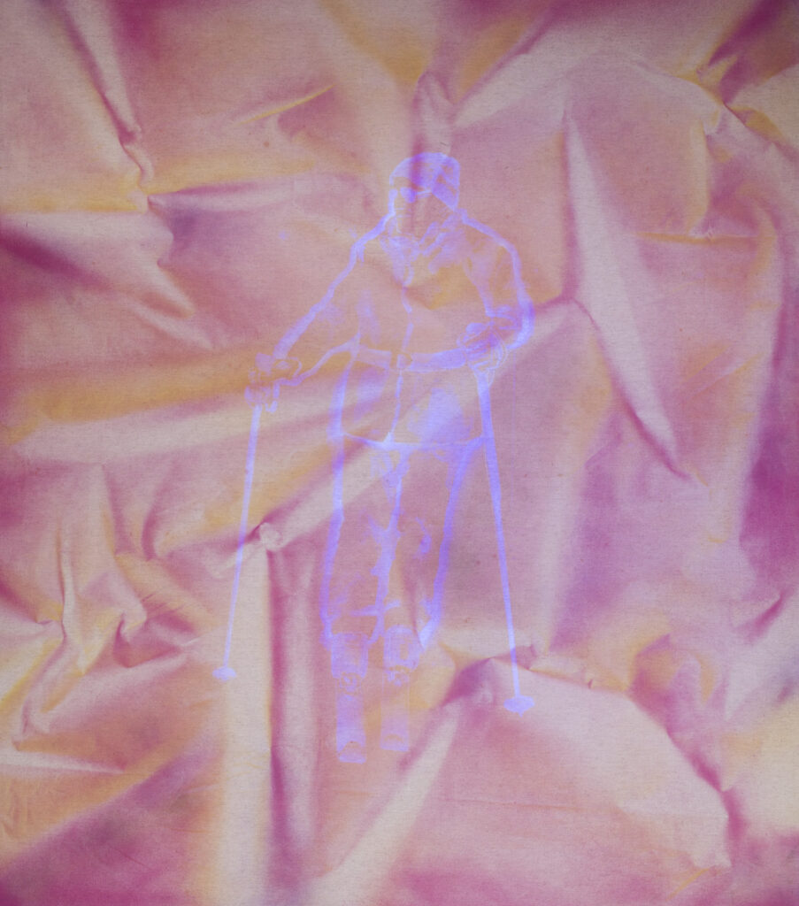 White bishop 2019 170x130cm Acrylic UV paint on canvas view on the UV light